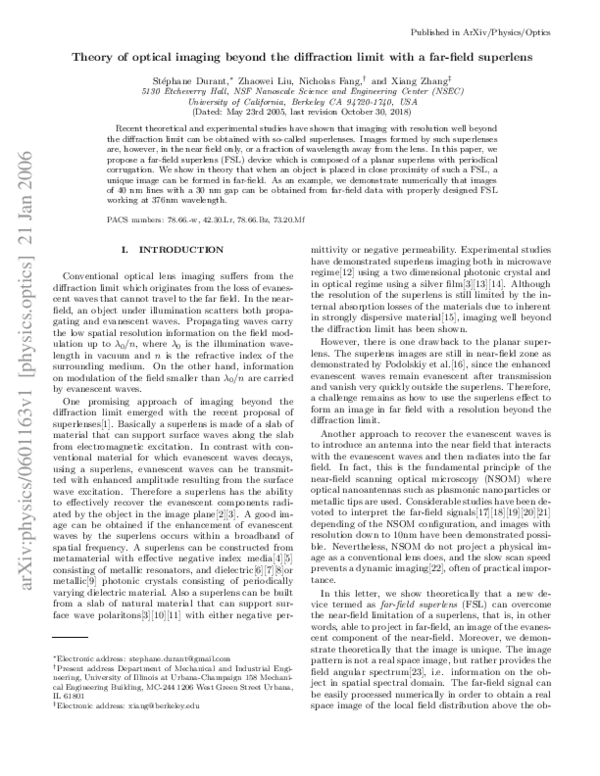 (PDF) Theory of optical imaging beyond the diffraction limit with a far ...