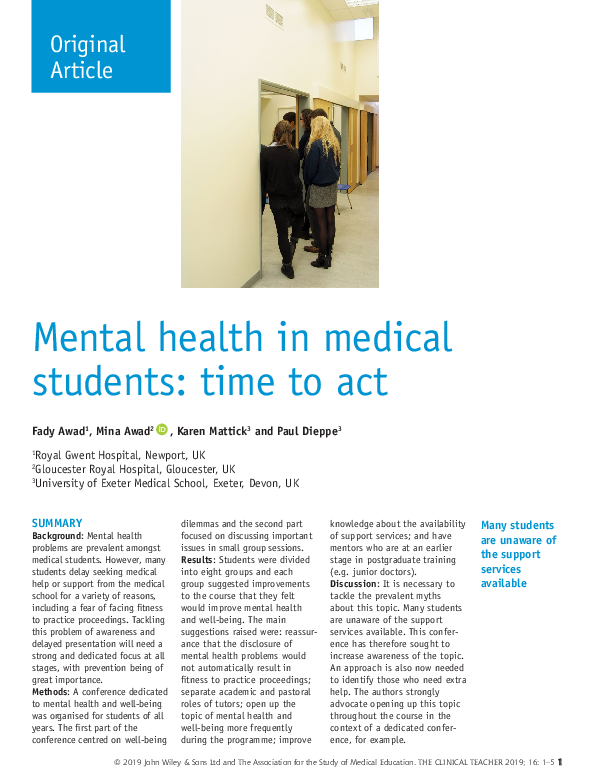 (PDF) Mental health in medical students: time to act