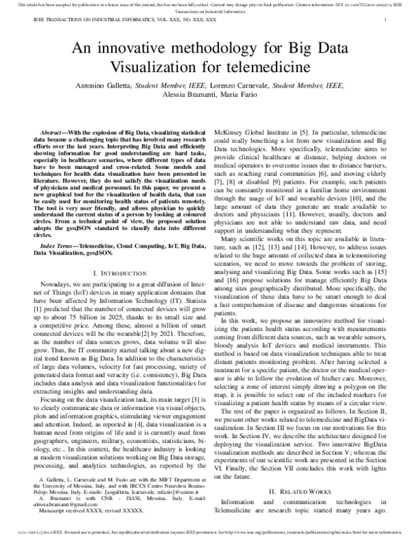 (PDF) An Innovative Methodology for Big Data Visualization for Telemedicine