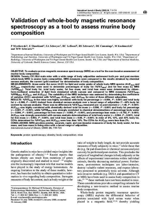(PDF) Validation of whole-body magnetic resonance spectroscopy as a ...