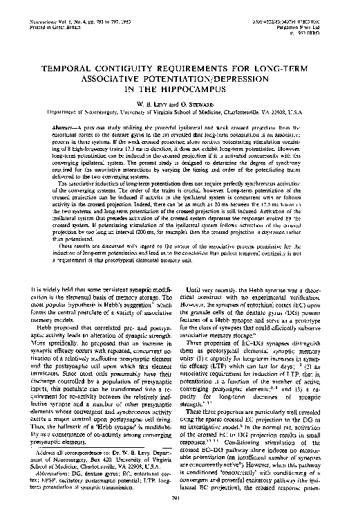 (PDF) Temporal contiguity requirements for long-term associative ...