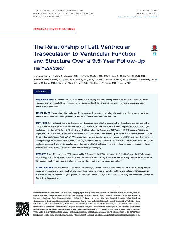 (PDF) The relationship of left ventricular trabeculation to ventricular ...