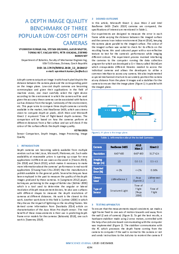 (PDF) A Depth Image Quality Benchmark of Three Popular Low-Cost Depth ...