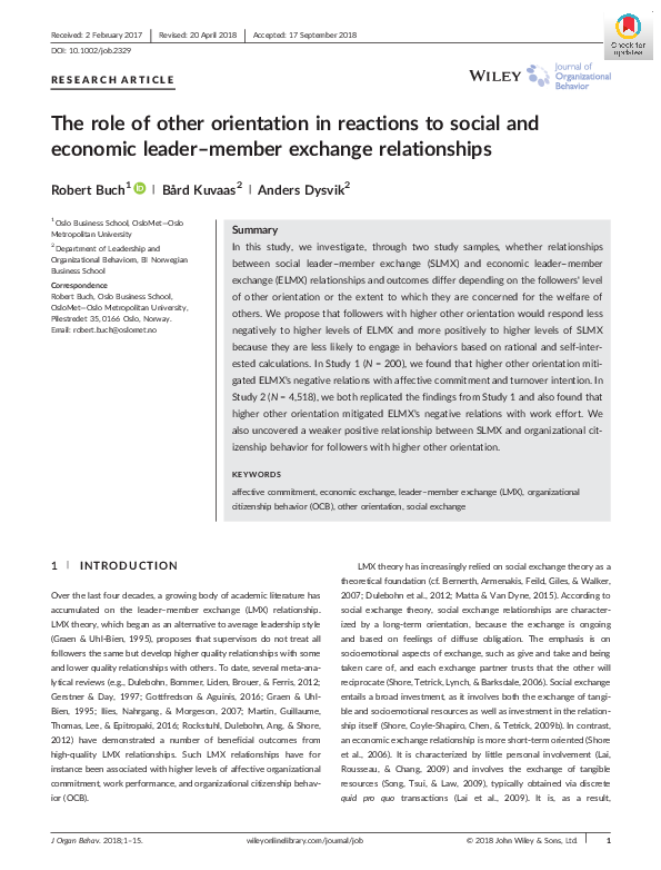 (PDF) The role of other orientation in reactions to social and economic ...