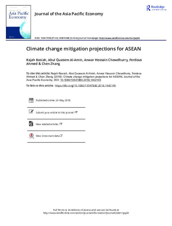 (PDF) Climate change mitigation projections for ASEAN