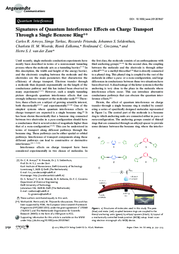 (PDF) Signatures of Quantum Interference Effects on Charge Transport ...