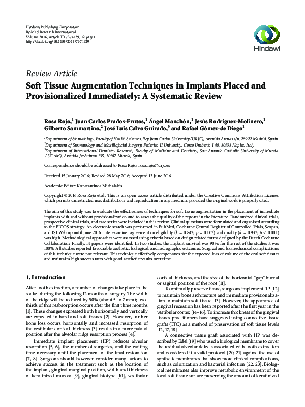 (PDF) Soft Tissue Augmentation Techniques in Implants Placed and ...