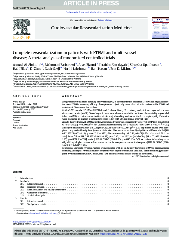 (PDF) Complete Revascularization in Patients With STEMI and Multi ...
