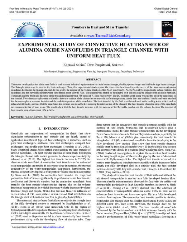 (PDF) Experimental Study of Convective Heat Transfer of Alumina Oxide ...