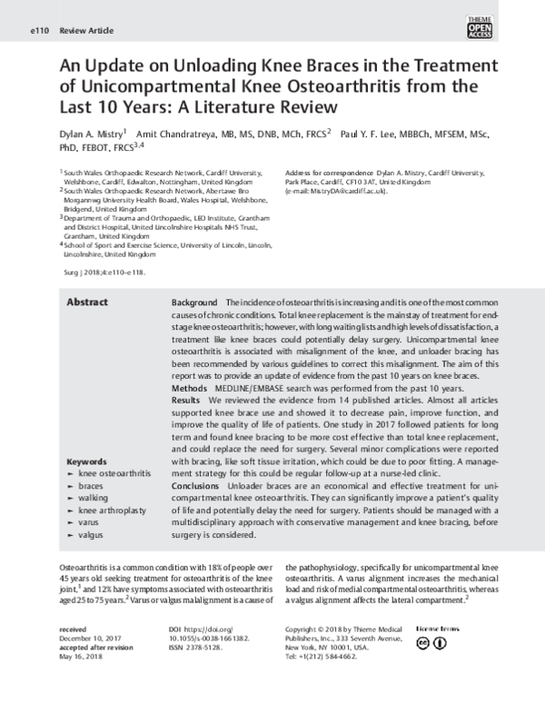 (PDF) An Update on Unloading Knee Braces in the Treatment of Knee