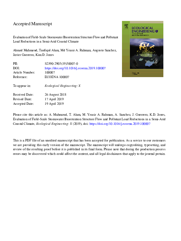 (PDF) Evaluation of field-scale stormwater bioretention structure flow ...