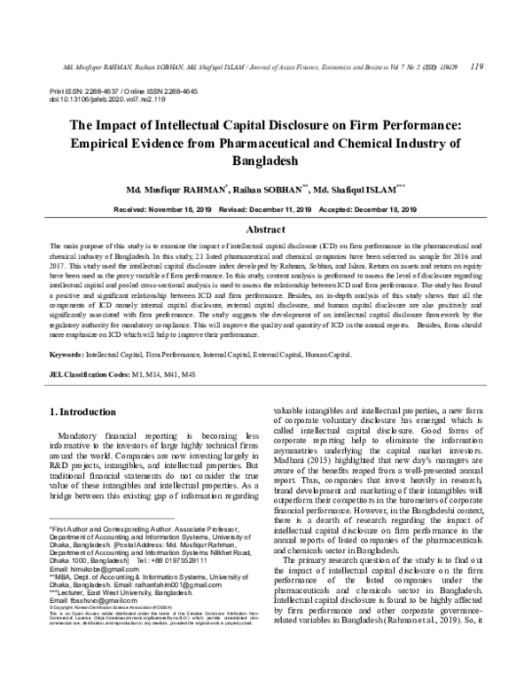 (PDF) The Impact of Intellectual Capital Disclosure on Firm Performance ...