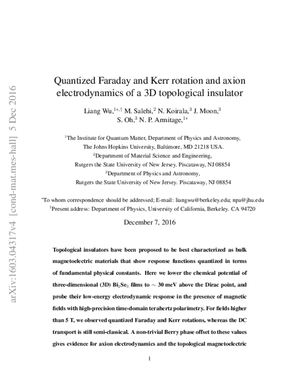 (PDF) Quantized Faraday and Kerr rotation and axion electrodynamics of ...