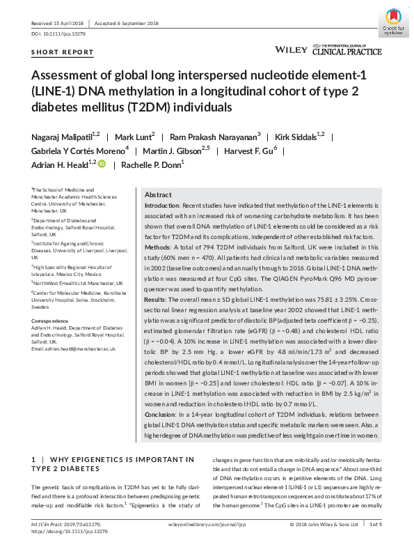 (PDF) Assessment of global long interspersed nucleotide element-1 (LINE ...