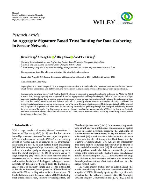 (PDF) An Aggregate Signature Based Trust Routing for Data Gathering in ...