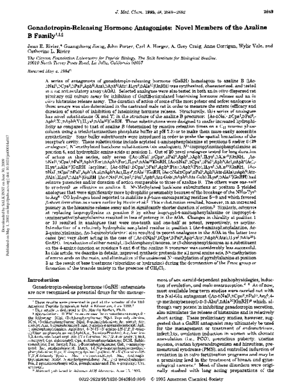 (PDF) Gonadotropin-Releasing Hormone Antagonists: Novel Members of the ...