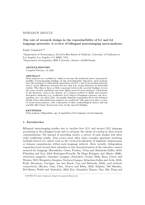 (PDF) The role of research design in the reproducibility of L1 and L2 ...