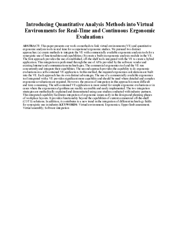 (PDF) Introducing quantitative analysis methods into virtual ...