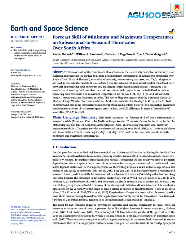 (PDF) Forecast Skill of Minimum and Maximum Temperatures on Subseasonal ...