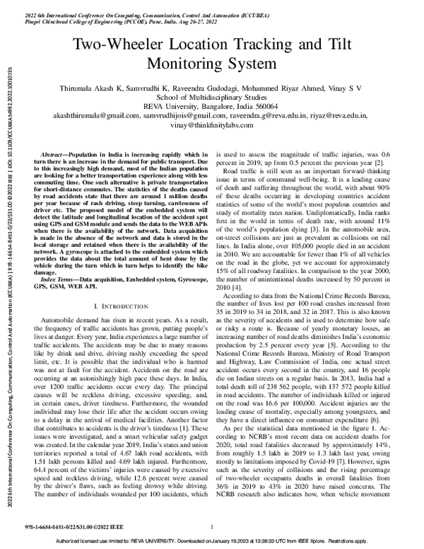 (PDF) Two-Wheeler Location Tracking and Tilt Monitoring System