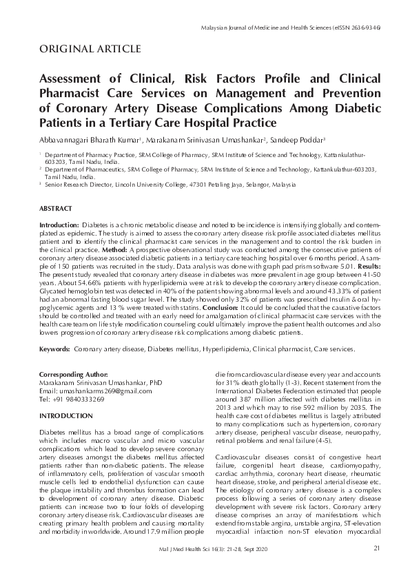 (PDF) Assessment of Clinical, Risk Factors Profile and Clinical ...