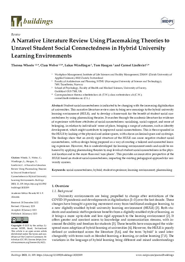 (PDF) A Narrative Literature Review Using Placemaking Theories to ...
