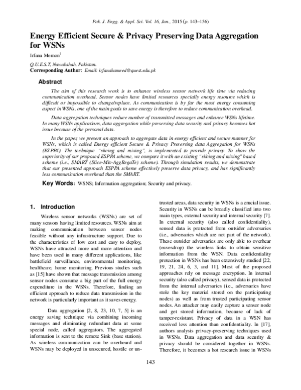 (PDF) Energy Efficient Secure & Privacy Preserving Data Aggregation for ...