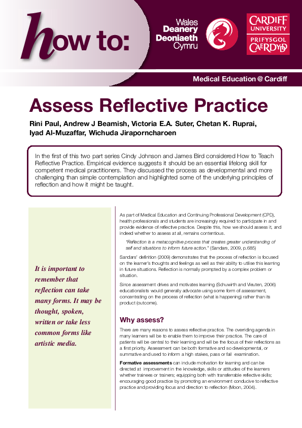 (PDF) Assess Reflective Practice