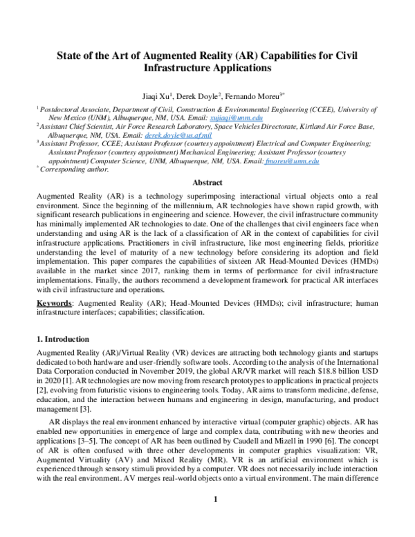 (PDF) State of the Art of Augmented Reality (AR) Capabilities for Civil ...