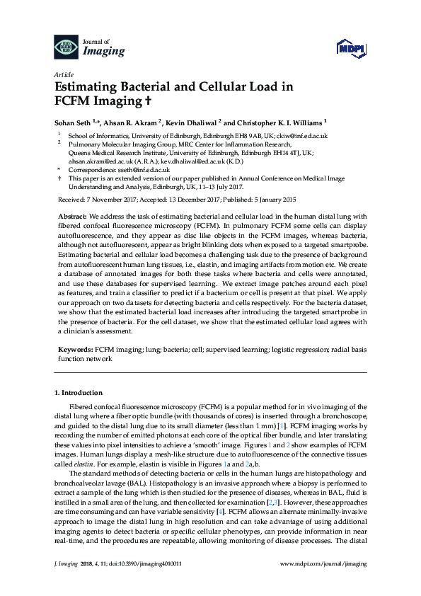 (PDF) Estimating Bacterial and Cellular Load in FCFM Imaging