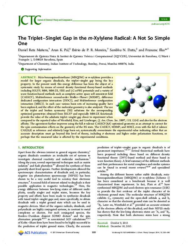 (PDF) The Triplet–Singlet Gap in the m-Xylylene Radical: A Not So ...