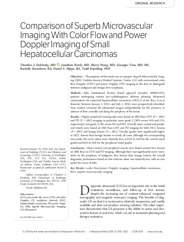 (PDF) Comparison of Superb Microvascular Imaging With Color Flow and ...