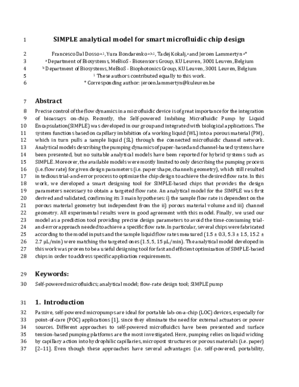 (PDF) SIMPLE analytical model for smart microfluidic chip design