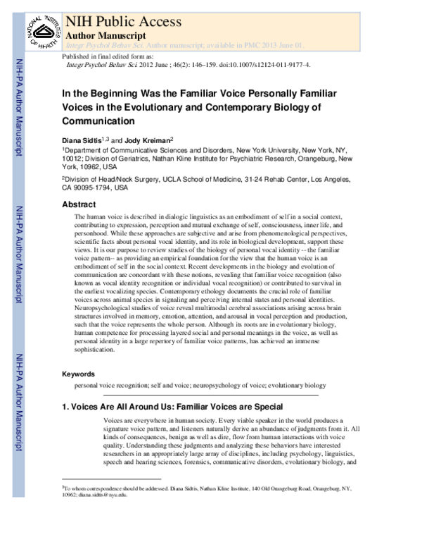 (PDF) Faculty of 1000 evaluation for In the Beginning Was the Familiar ...