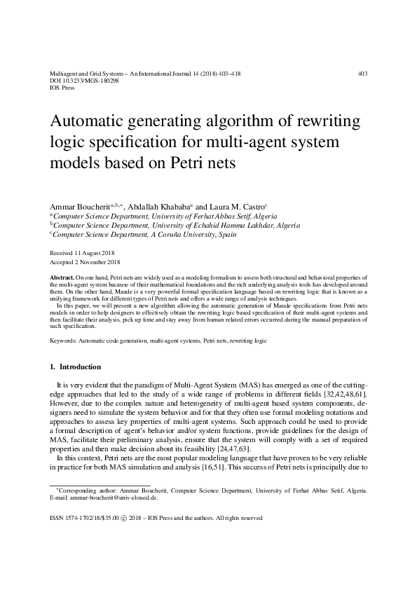 (PDF) Automatic generating algorithm of rewriting logic specification ...