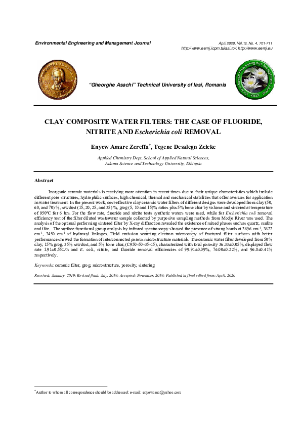 (PDF) CLAY COMPOSITE WATER FILTERS THE CASE OF FLUORIDE, NITRITE AND