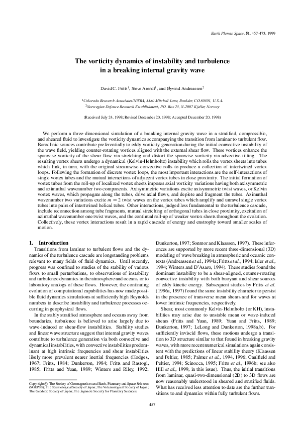 (PDF) The vorticity dynamics of instability and turbulence in a ...