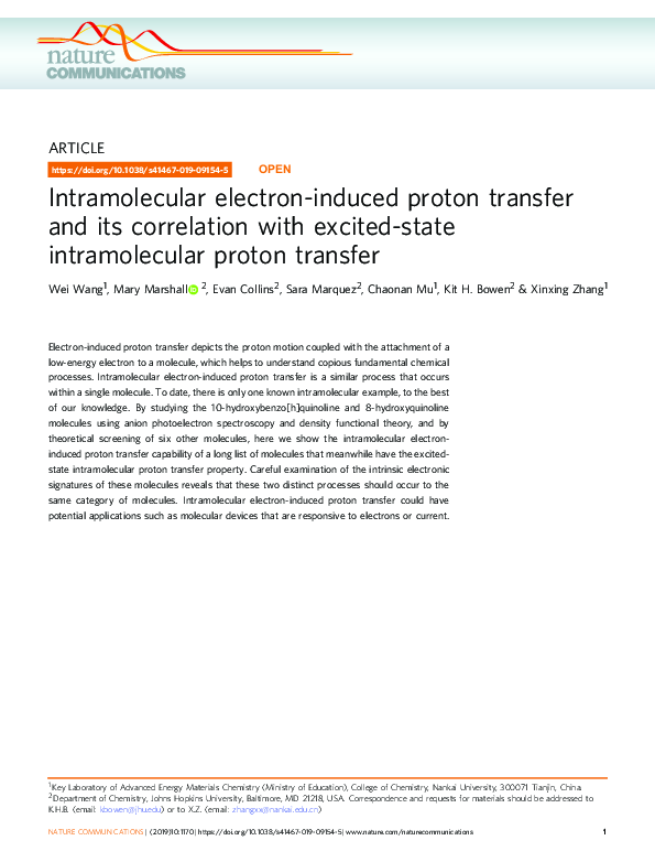 (PDF) Intramolecular electron-induced proton transfer and its ...