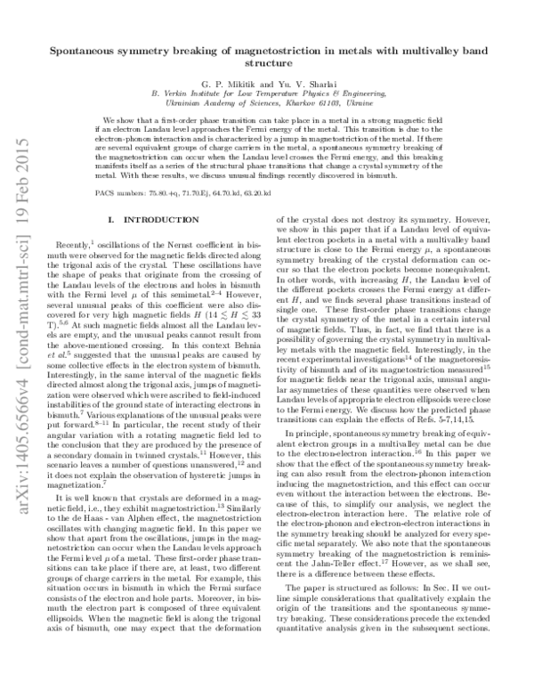 (PDF) Spontaneous symmetry breaking of magnetostriction in metals with ...