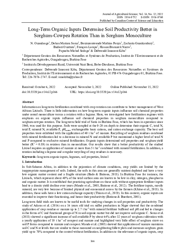 Gallery Detail: Pdf Long Term Organic Inputs Determine Soil Productivity Better In