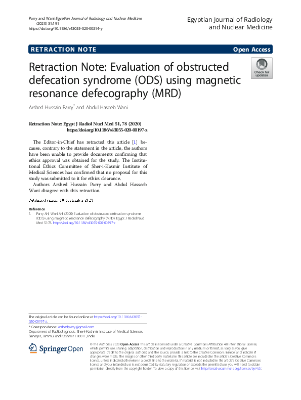 (PDF) Retraction Note: Evaluation of obstructed defecation syndrome ...