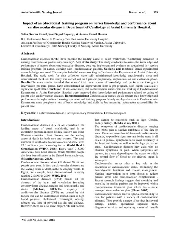 (PDF) Impact of an educational training program on nurses knowledge and ...
