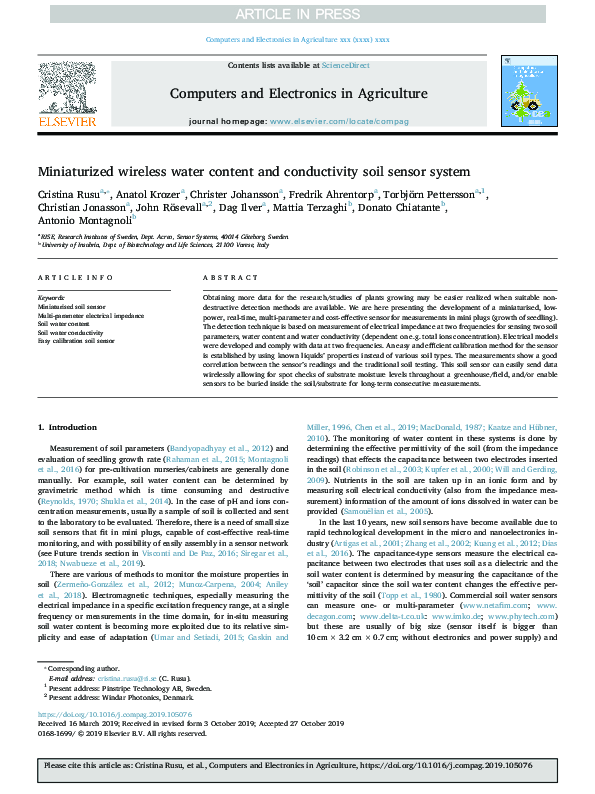 (PDF) Miniaturized wireless water content and conductivity soil sensor ...