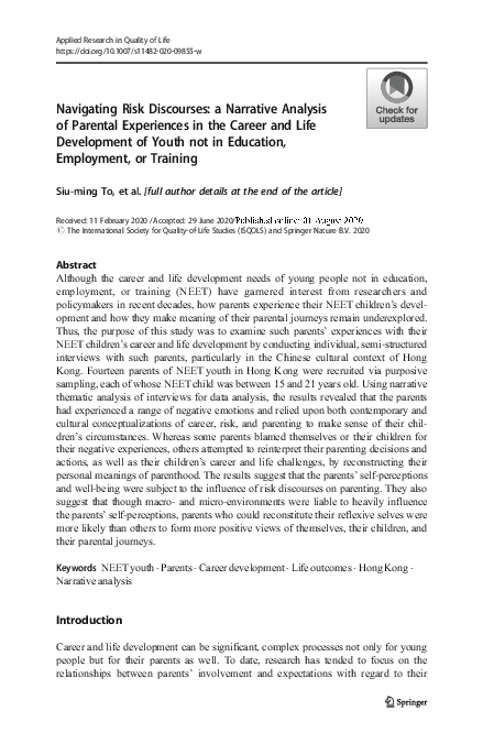 (PDF) Navigating Risk Discourses: a Narrative Analysis of Parental ...