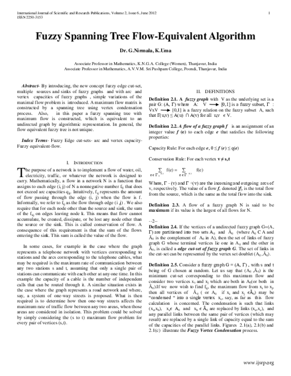 (PDF) Fuzzy Spanning Tree Flow-Equivalent Algorithm