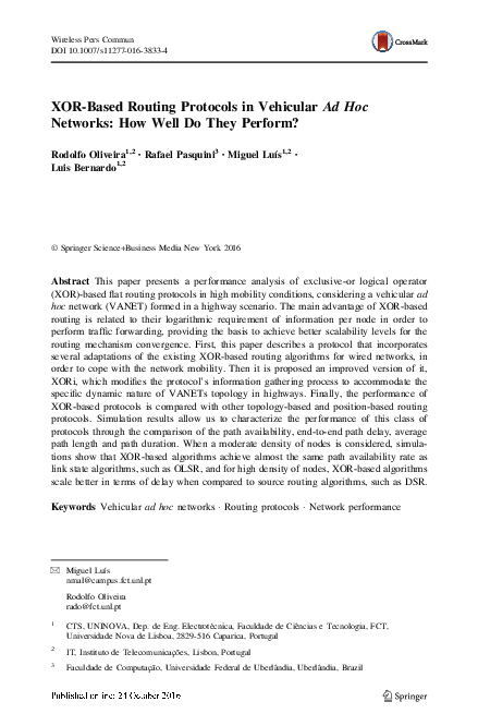 XOR-Based Routing Protocols in Vehicular Ad Hoc Networks: How Well Do They Perform?