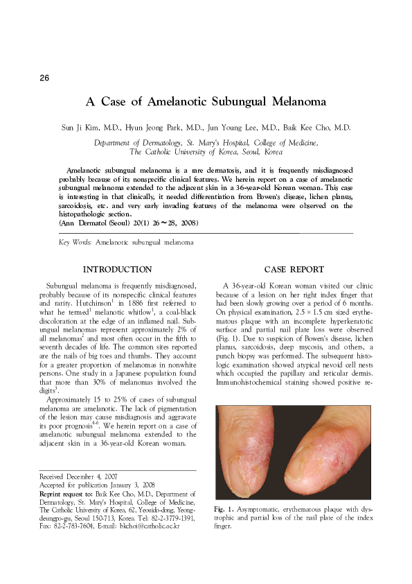 (PDF) A Case of Amelanotic Subungual Melanoma