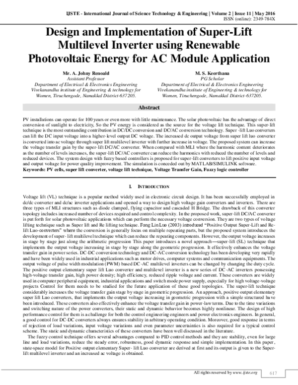 (PDF) Design and Implementation of Super Lift Multilevel Inverter using ...