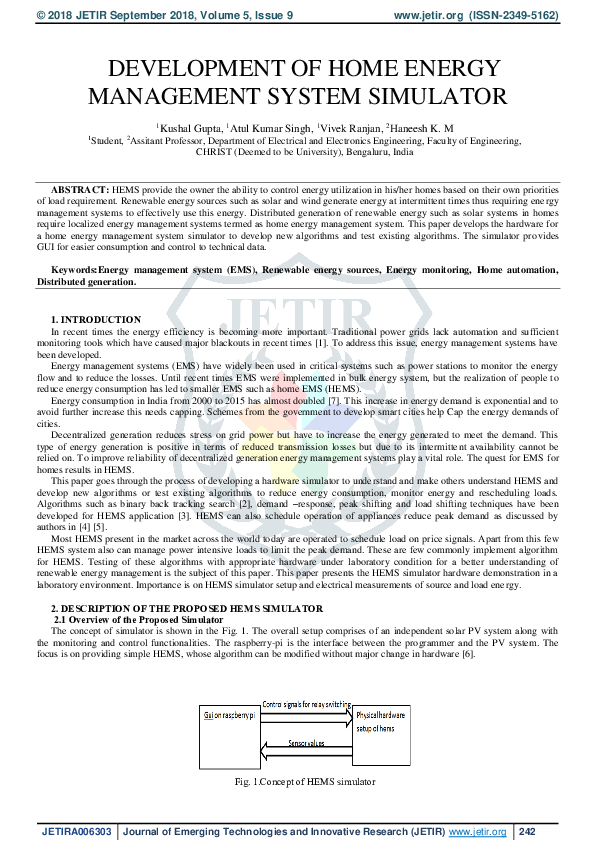 (PDF) Development of Home Energy Management System Simulator