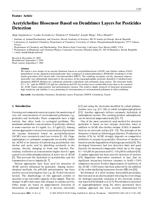 (PDF) Acetylcholine Biosensor Based on Dendrimer Layers for Pesticides ...